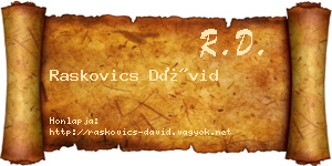 Raskovics Dávid névjegykártya